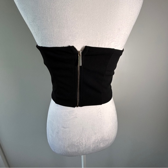 Dynamite women’s size small Bustier Crop Top Jet Black Layering Girls Night Out - Picture 2 of 6